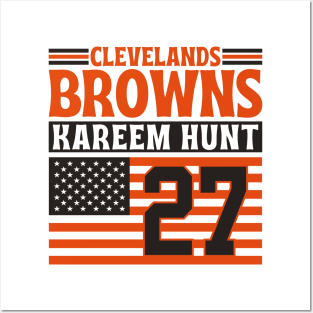 Cleveland Browns Hunt 27 American Flag Football Posters and Art